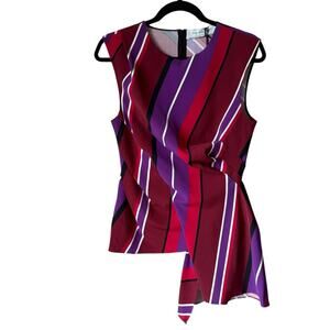 Zara Women Striped Asymmetrical Sleeveless Blouse Size Small NWT